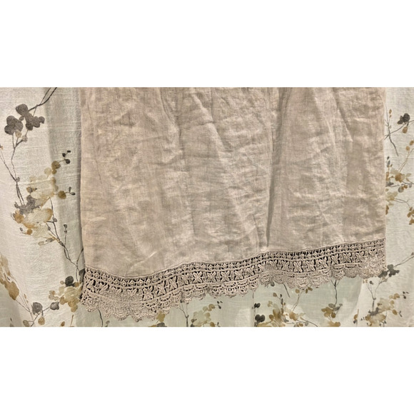 Rosemarne Linen Sheath Dress Medium Crocheted Hem Italian Beige Coastal Casual - Picture 8 of 9